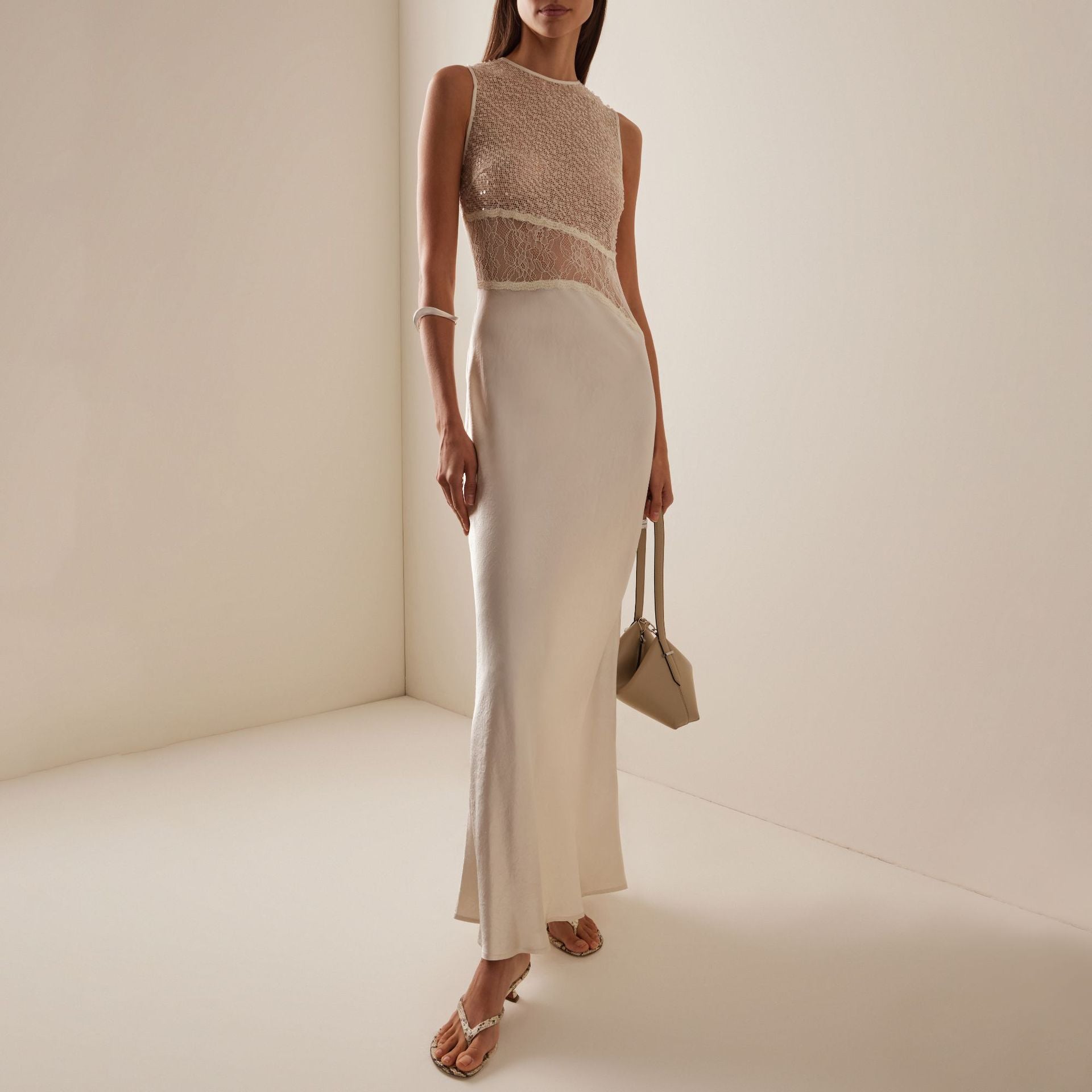 Cross-Border Evening Gowns, Irregular Hollow Slim-Fitting Dresses, Sexy Translucent Sequined Lace Splicing Long Skirts