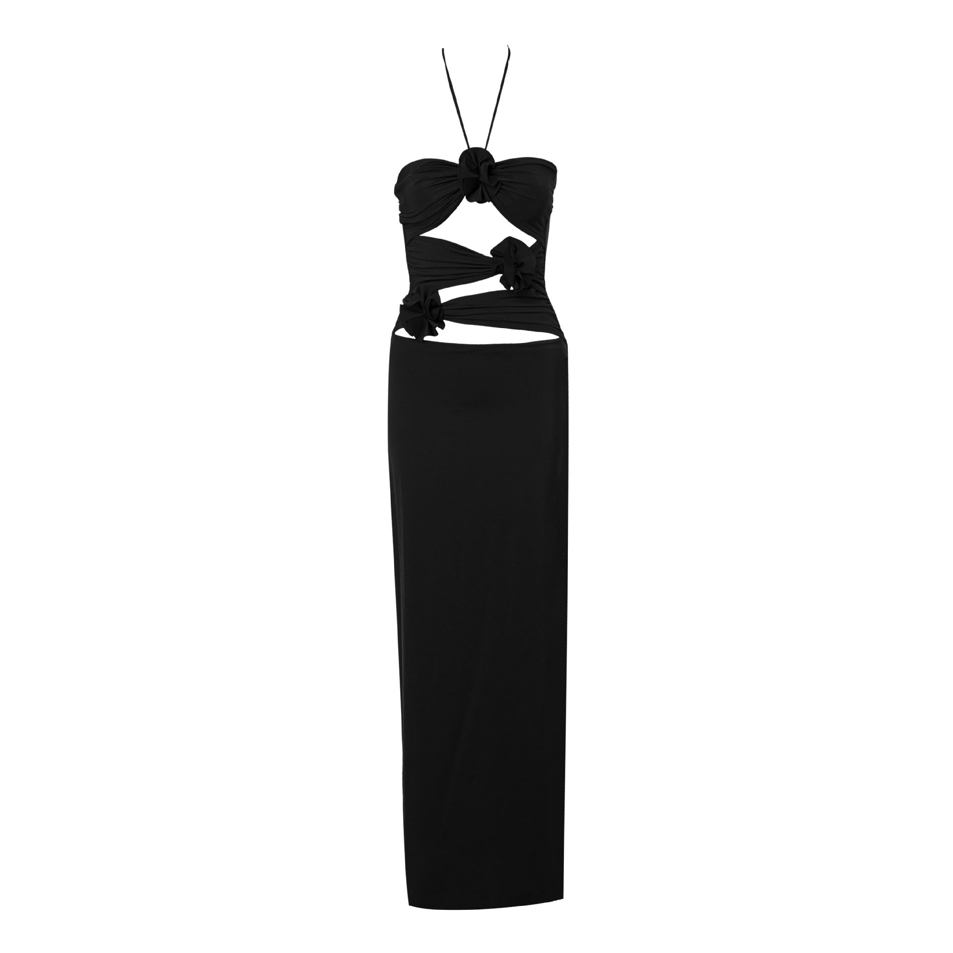 Floral Cutout Halter Neck Dress