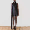 Backless Adjustable Halter Neck Satin Dress