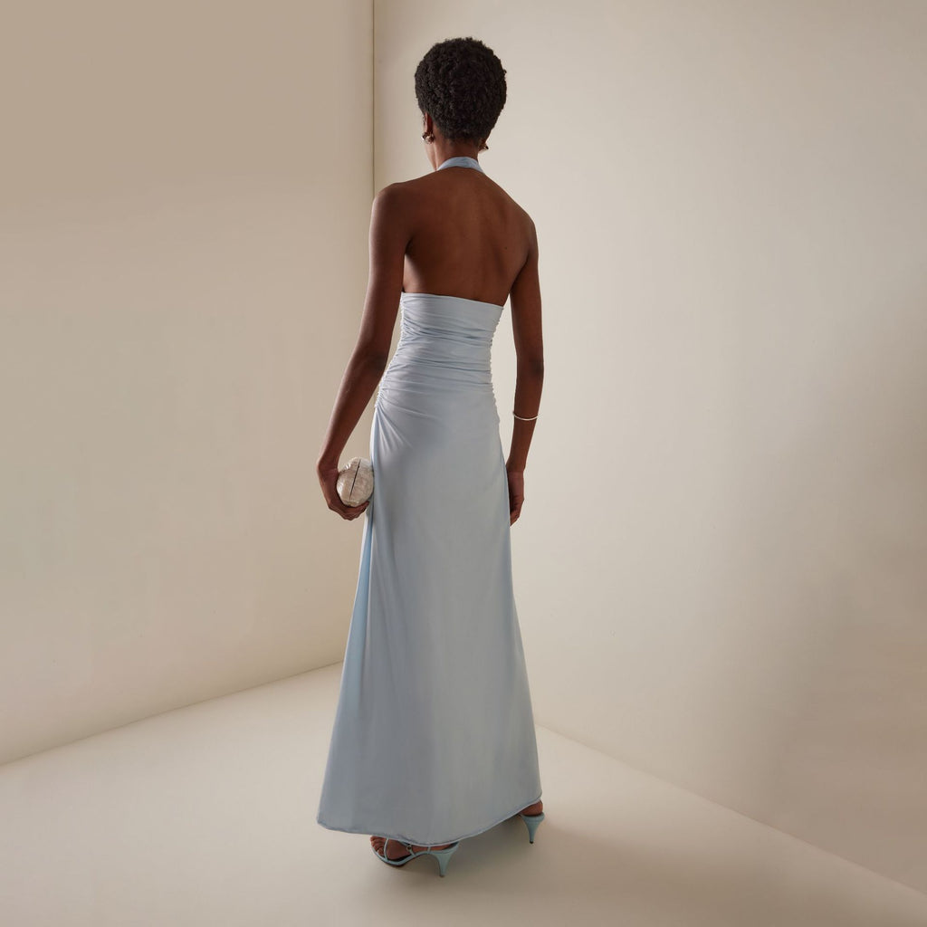 Deep V-Neck Backless 3d Floral Maxi Dress
