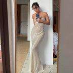 Backless Halter Dress Sequined Dress