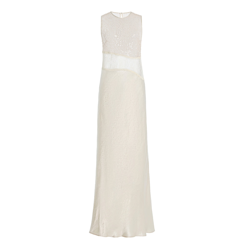 Irregular Cutout Sheer Sequined Lace Dress