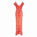 V-Neck Fitted Slit Dress With Irregular Ruffle Hem Long Skirt