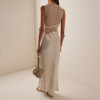 Irregular Cutout Sheer Sequined Lace Dress