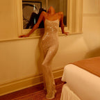 Backless Halter Dress Sequined Dress