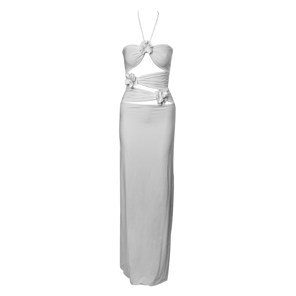 Floral Cutout Halter Neck Dress