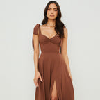 Bow-Tie Backless Halter Dress