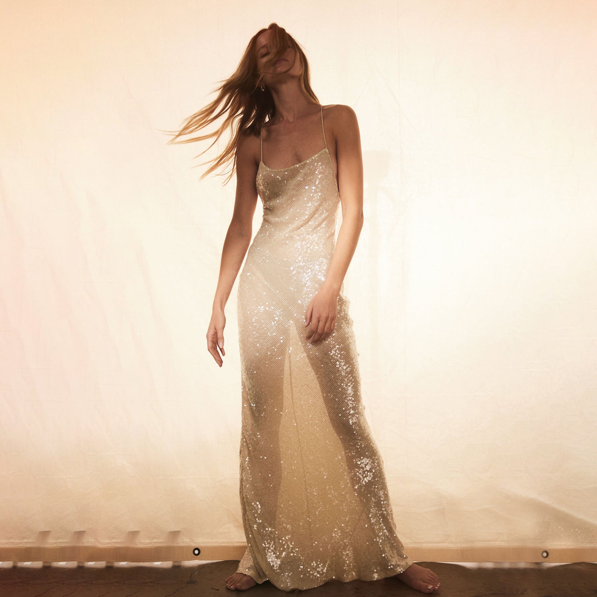Backless Halter Dress Sequined Dress